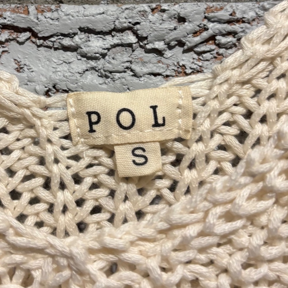 POL Cream Chunky Knit V-Neck Dolman Sleeve Cropped Sweater UD518 Small - Picture 6 of 6